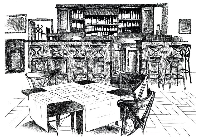 kresba, bar